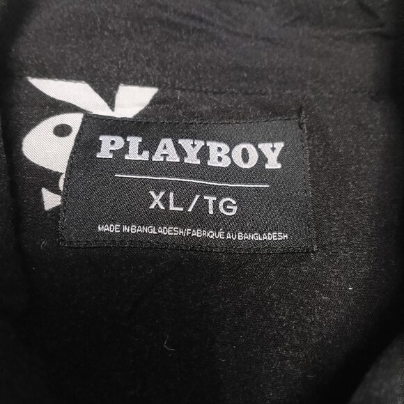 Playboy Man's Black and White Logo Button up Shirt Size XL - Picture 6 of 9